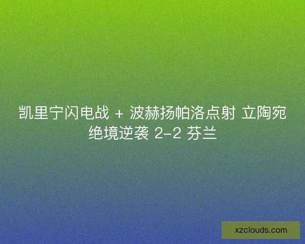 凯里宁闪电战 + 波赫扬帕洛点射 立陶宛绝境逆袭 2-2 芬兰