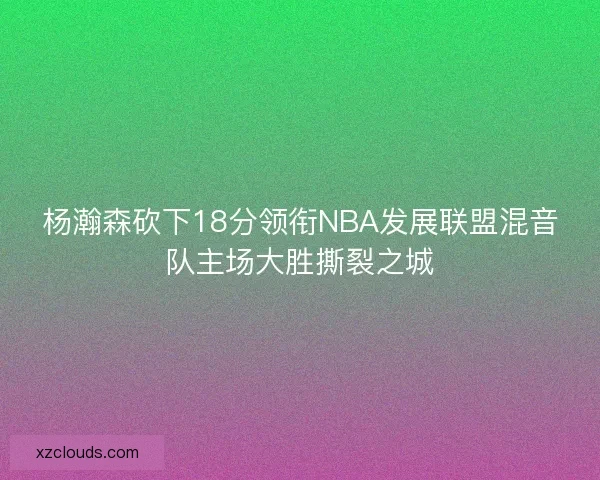 杨瀚森砍下18分领衔NBA发展联盟混音队主场大胜撕裂之城